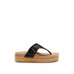 Arch Support Platform Thong Sandals BLACK -DREAM PAIRS Sales 0701 BLACK 2