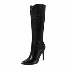 Pointed Toe Stiletto Knee High Boots BLACK-SUEDE -DREAM PAIRS Sales 0702 goods 01