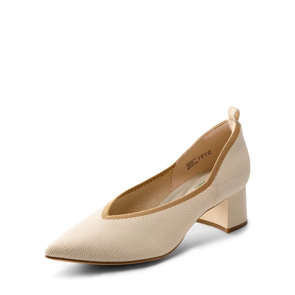 Comfy Chunky Heel Knit Pumps APRICOT 6 Comfy Chunky Heel Knit Pumps APRICOT - Image 4