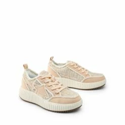 KAY Denim Star Patchwork Platform Fashion Sneakers PINK/WHITE -DREAM PAIRS Sales 0705 PINK WHITE5