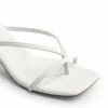 Square Toe Strappy Kitten Heels WHITE-PU