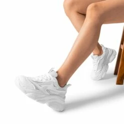 JAXON Platform Lace Up Fashion Sneakers WHITE -DREAM PAIRS Sales 0708 WHITE8