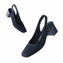 Minimalist Square-Toe Slingback Heels NAVY -DREAM PAIRS Sales 0708 蓝 2