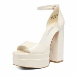 Square Toe Platform Chunky Heel Sandals BEIGE PAT 9 Square Toe Platform Chunky Heel Sandals BEIGE PAT -DREAM PAIRS Sales 0709 BEIGE 1