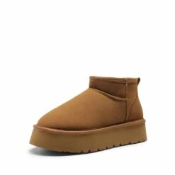 Faux Fur Lined Slip On Snow Boots CHESTNUT -DREAM PAIRS Sales 0710 CHESNUT 1