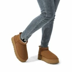 Faux Fur Lined Slip On Snow Boots CHESTNUT -DREAM PAIRS Sales 0710 CHESNUT 7