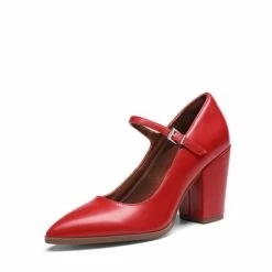 Mary Jane High Chunky Pumps RED -DREAM PAIRS Sales 0710 RED 1