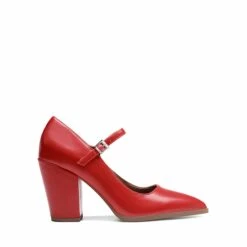 Mary Jane High Chunky Pumps RED -DREAM PAIRS Sales 0710 RED 2