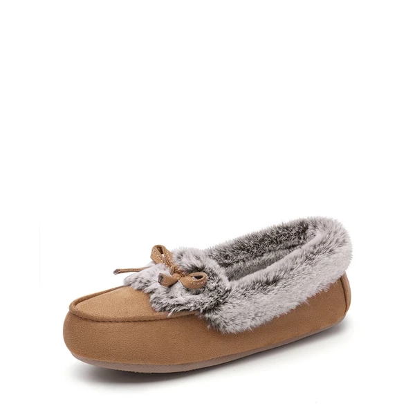 Slip On Faux Fur Lining Slippers TAN 4 Slip On Faux Fur Lining Slippers TAN - Image 2