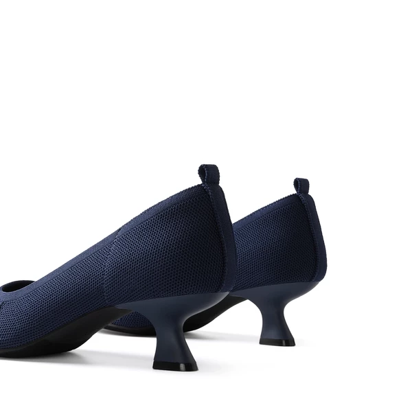 Low Kitten Heel Knit Pumps NAVY 3 Low Kitten Heel Knit Pumps NAVY