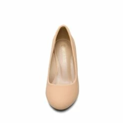 Comfy Round Toe Low Heel Pumps NUDE NUBUCK -DREAM PAIRS Sales 0711 NUDE NUBUCK 3