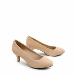 Comfy Round Toe Low Heel Pumps NUDE NUBUCK -DREAM PAIRS Sales 0711 NUDE NUBUCK 6