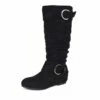 Wide Calf Fur-lined Low Hidden Wedge Boots BLACK SUEDE -DREAM PAIRS Sales 0714 S1