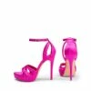 Rhinestone Platform Stiletto Sandals HOT PINK SATIN