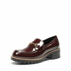 Lug Sole Slip-On Chunky Loafers BURGUNDY-PAT -DREAM PAIRS Sales 0716 Burgundy pat1