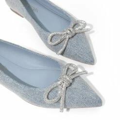Rhinestone Bow Pointed Toe Flats DENIM BLUE -DREAM PAIRS Sales 0721 DENIM BLUE 4