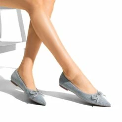 Rhinestone Bow Pointed Toe Flats DENIM BLUE -DREAM PAIRS Sales 0721 DENIM BLUE 7