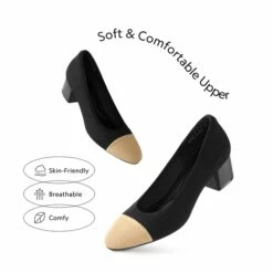 Block Heel Almond Pumps BLACK -DREAM PAIRS Sales 0724 BLACK203