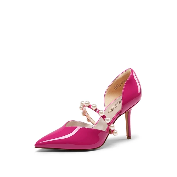 Pearl Straps Pointed Toe Stiletto Heel Pumps HOT PINK 7 Pearl Straps Pointed Toe Stiletto Heel Pumps HOT PINK - Image 5