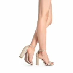 Women's Chunky High Heel Pump Sandals GOLD GLITTER 11 Women's Chunky High Heel Pump Sandals GOLD GLITTER -DREAM PAIRS Sales 0725 Gold Glitter 07