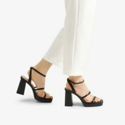 Strappy Chunky Platform Heel Sandals BLACK -DREAM PAIRS Sales 0726 BLACK 5