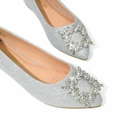 Rhinestone Square Buckle Flats SILVER-GLITTER -DREAM PAIRS Sales 0726 SILVER GLITTER204