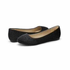 Ballet Rhinestone Sparkly Flats Shoes BLACK -DREAM PAIRS Sales 0727 DREAM PAIRS SOLE SHINE BLACK 2