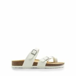 Cork Footbed Thong Slide Sandals WHITE -DREAM PAIRS Sales 0727 WHITE2