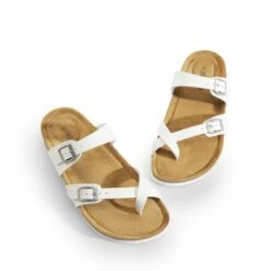 Cork Footbed Thong Slide Sandals WHITE -DREAM PAIRS Sales 0727 WHITE4