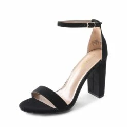 Chunky High Heel Sandals BLACK SUEDE -DREAM PAIRS Sales 0729 Black Suede 01