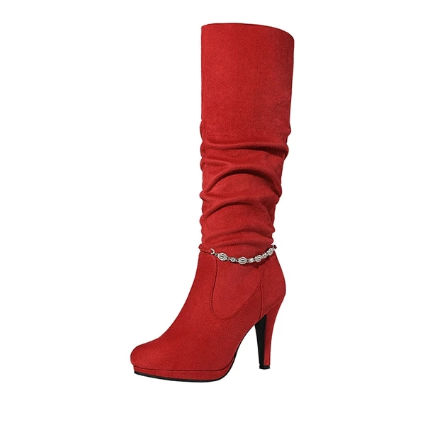 Knee High Heeled Boots RED 5 Knee High Heeled Boots RED - Image 3