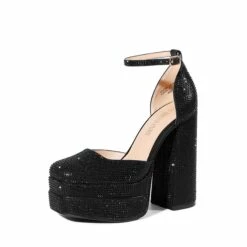 Rhinestone Square Toe Platform Pumps BLACK-RHINESTONE -DREAM PAIRS Sales 0730 BLACK RHINESTONE 1