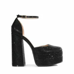 Rhinestone Square Toe Platform Pumps BLACK-RHINESTONE -DREAM PAIRS Sales 0730 BLACK RHINESTONE 2