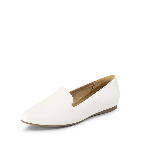 Comfortable Pointed Toe Slip On Loafers WHITE-PU 6 Comfortable Pointed Toe Slip On Loafers WHITE-PU - Image 4