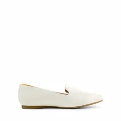 Comfortable Pointed Toe Slip On Loafers WHITE-PU 13 Comfortable Pointed Toe Slip On Loafers WHITE-PU -DREAM PAIRS Sales 0732 white 2