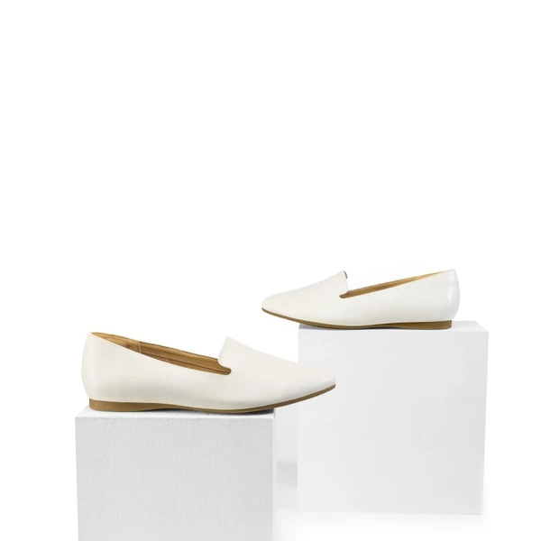 Comfortable Pointed Toe Slip On Loafers WHITE-PU 5 Comfortable Pointed Toe Slip On Loafers WHITE-PU - Image 3