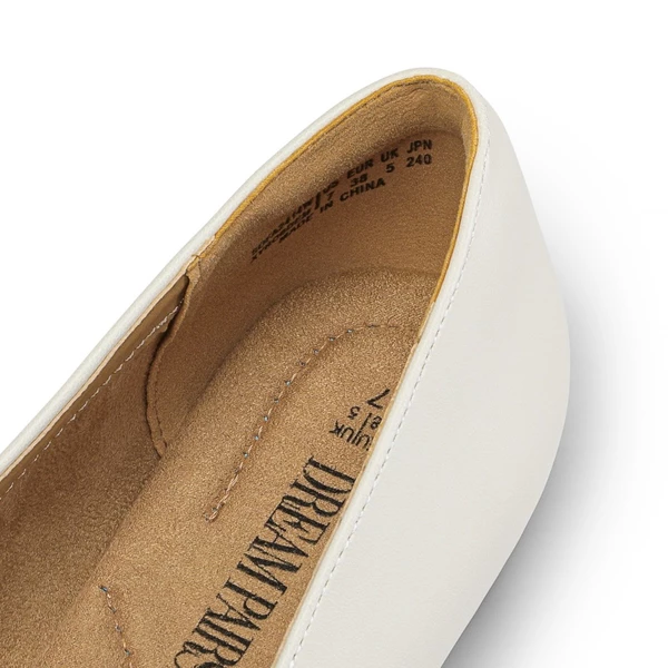 Comfortable Pointed Toe Slip On Loafers WHITE-PU 9 Comfortable Pointed Toe Slip On Loafers WHITE-PU - Image 7