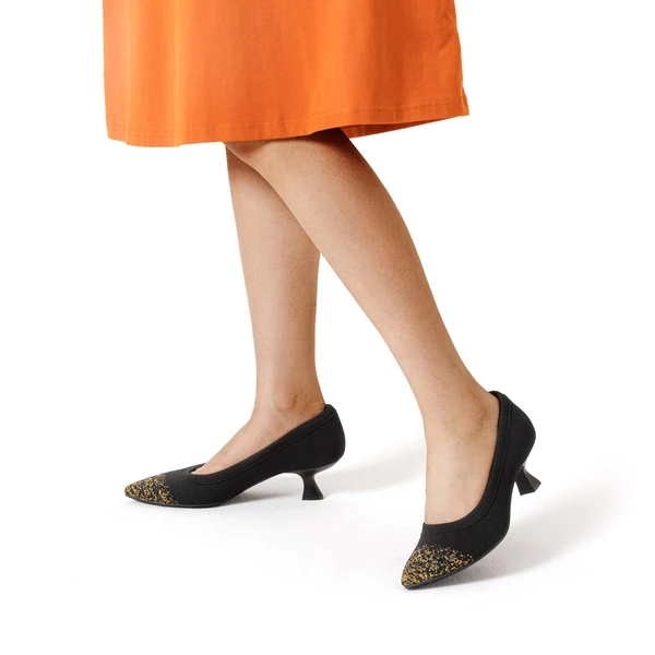 Knitted Pointed-Toe Kitten Heels BLACK 4 Knitted Pointed-Toe Kitten Heels BLACK - Image 2