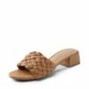 Braided Low Block Heel Slides Sandals BROWN 2 Braided Low Block Heel Slides Sandals BROWN -DREAM PAIRS Sales 0736 BROWN 1