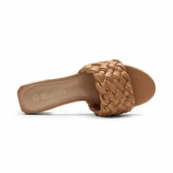 Braided Low Block Heel Slides Sandals BROWN -DREAM PAIRS Sales 0736 BROWN 4