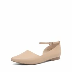 Ankle-Strap Pointed Toe D'Orsay Flats NUDE 12 Ankle-Strap Pointed Toe D'Orsay Flats NUDE -DREAM PAIRS Sales 0738 nude pu 1