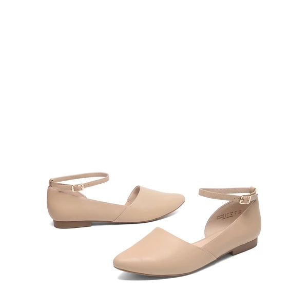 Ankle-Strap Pointed Toe D'Orsay Flats NUDE 3 Ankle-Strap Pointed Toe D'Orsay Flats NUDE