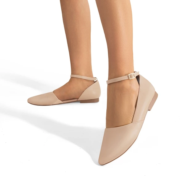 Ankle-Strap Pointed Toe D'Orsay Flats NUDE 6 Ankle-Strap Pointed Toe D'Orsay Flats NUDE - Image 4