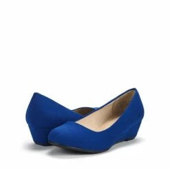 Mid Wedge Heel Pump Shoes ROYAL BLUE -DREAM PAIRS Sales 0740 DEBBIE ROYAL BLUE 2