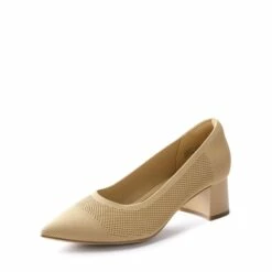 Sustainable Knit Block Heels BEIGE -DREAM PAIRS Sales 0743 米