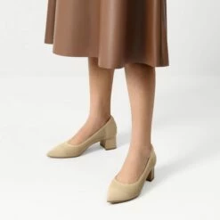 Sustainable Knit Block Heels BEIGE -DREAM PAIRS Sales 0744 米1