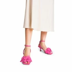 Flower Kitten Heel Sandals HOT PINK-PU