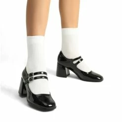 Double Straps Mary Janes Chunky Pumps BLACK-PAT -DREAM PAIRS Sales 0749 BLACK PAT 6