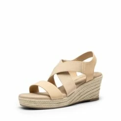 Elastic Ankle Strap Espadrille Wedge Sandals NUDE-NUBUCK -DREAM PAIRS Sales 0750 NUDE NUBUCK1 1