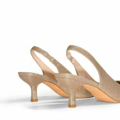 Pointed Toe Slingback Kitten Heel Pumps GOLD GLITTER -DREAM PAIRS Sales 0753 gold4